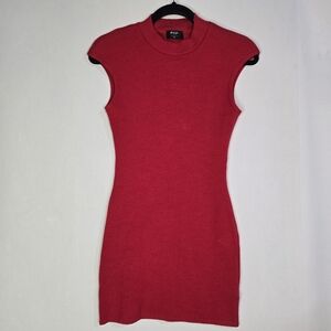 Nasty Gal Women's Size M Red Mock Neck sleeveless Bodycon Sweater Dress
